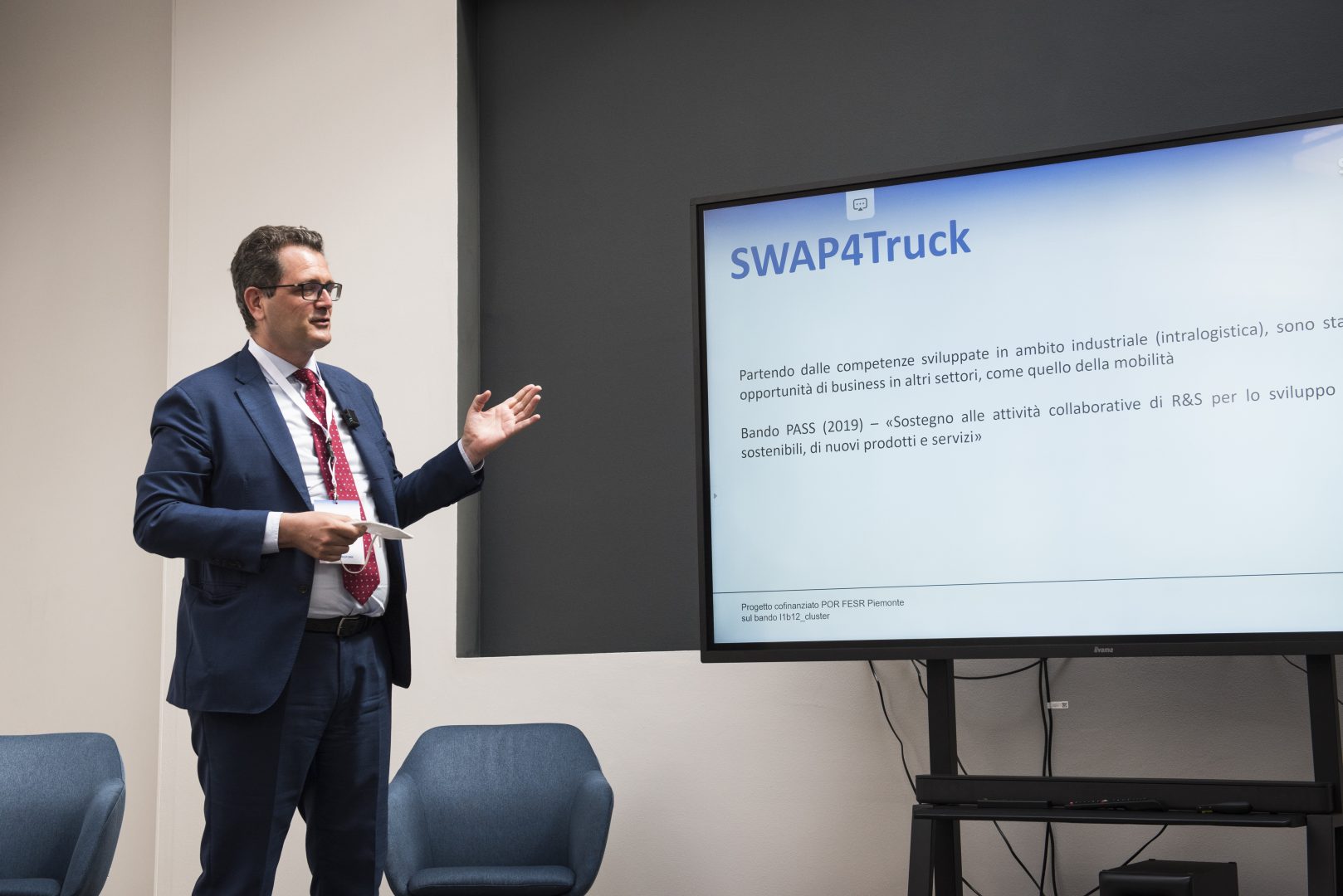Paolo Dondo, Technology Manager Polo Mesap introduce il progetto SWAP4Truck. 